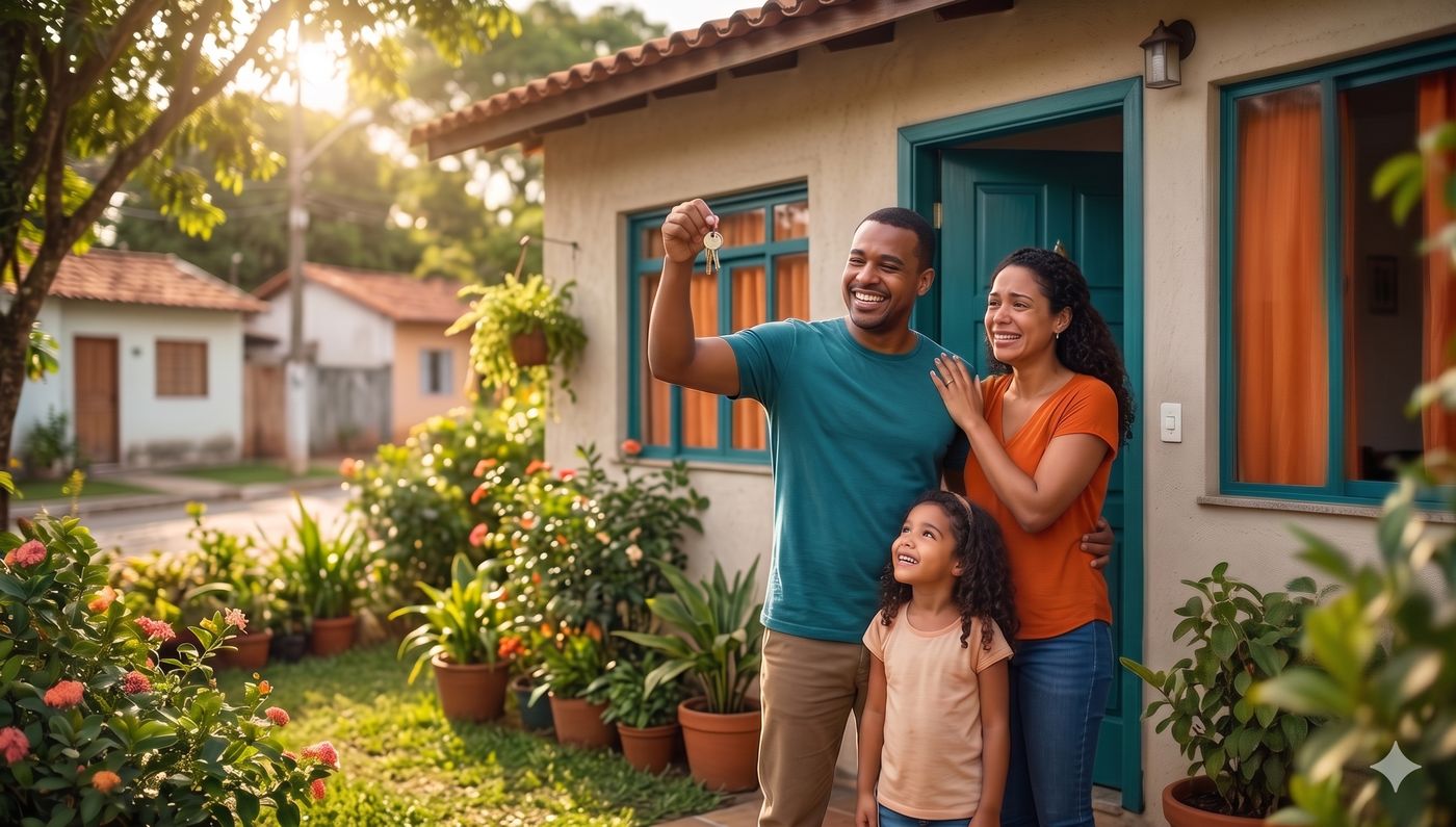 Família realizando o sonho da casa própria